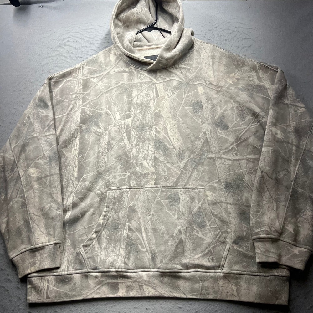 Abercrombie & Fitch Soft A&F Essentials Camo Hoodie Mens XL Grey Tree Camouflage